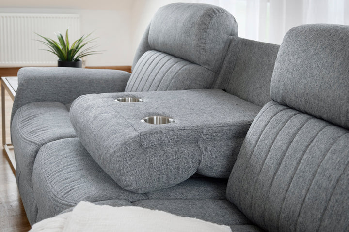 Linden Electric Recliner Sofa Grey 3 Seater