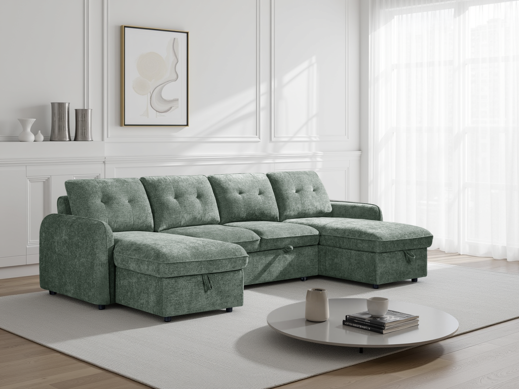 Moscow Sofabed Green U Shape Corner