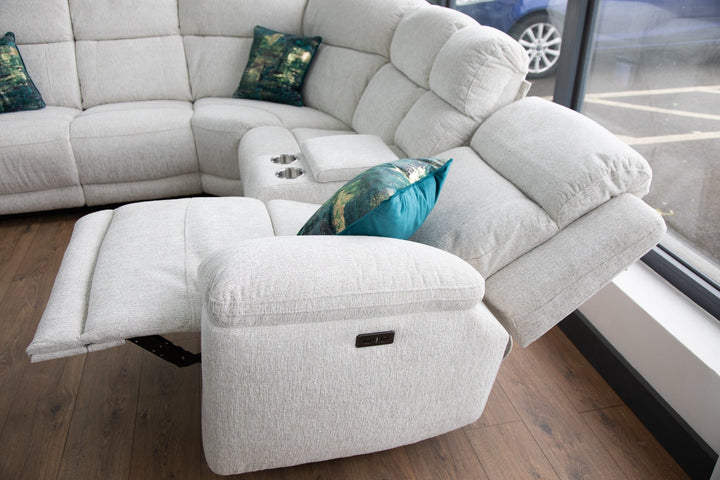 Owen Electric Recliner Sofa Beige Large Corner