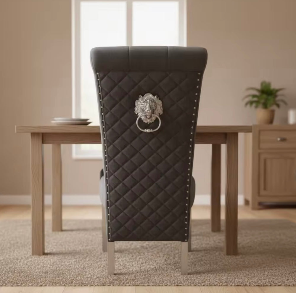 Dark Grey Lion Knocker Chair 