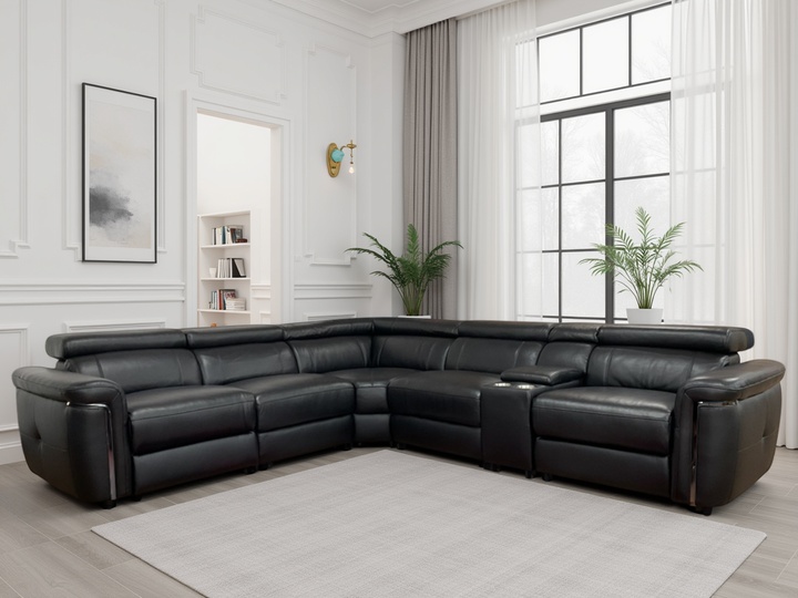Somerville Modular Electric Recliner Sofa Black Large Corner