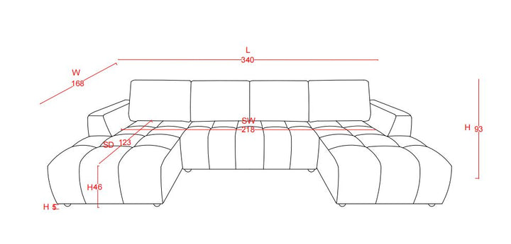 Shanghai Luxury Beige U Shape Corner Sofabed