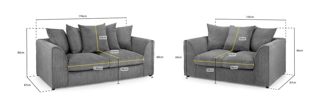 Harley Jumbo Sofa Grey 3+2 Set