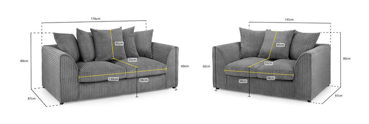 Harley Jumbo Sofa Grey 3+2 Set