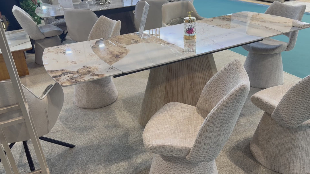 Marino Pandora 160-240cm Beige Extendable Dining Table for 6-10 Seats