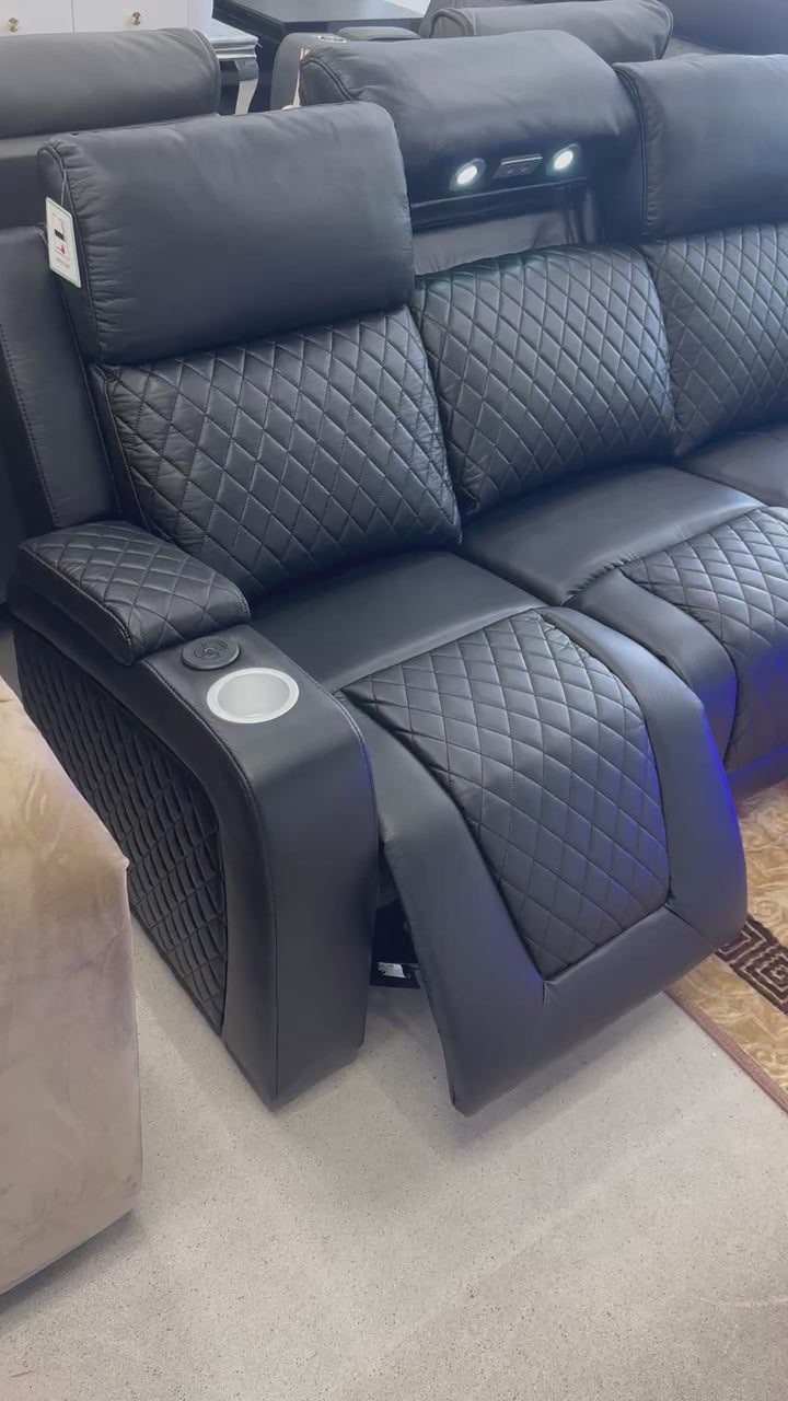 Rio 3 Seater Recliner Sofa Electric- 2 Seater Recliner Sofa Electric Black