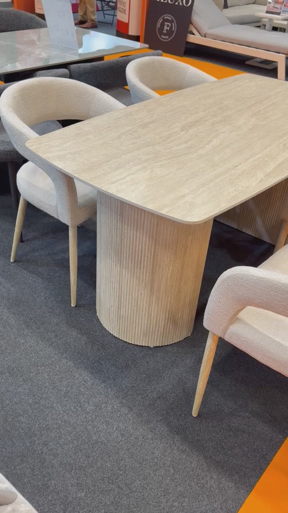 Olympia 160cm Beige Ceramic Dining Table – Modern Dining Table