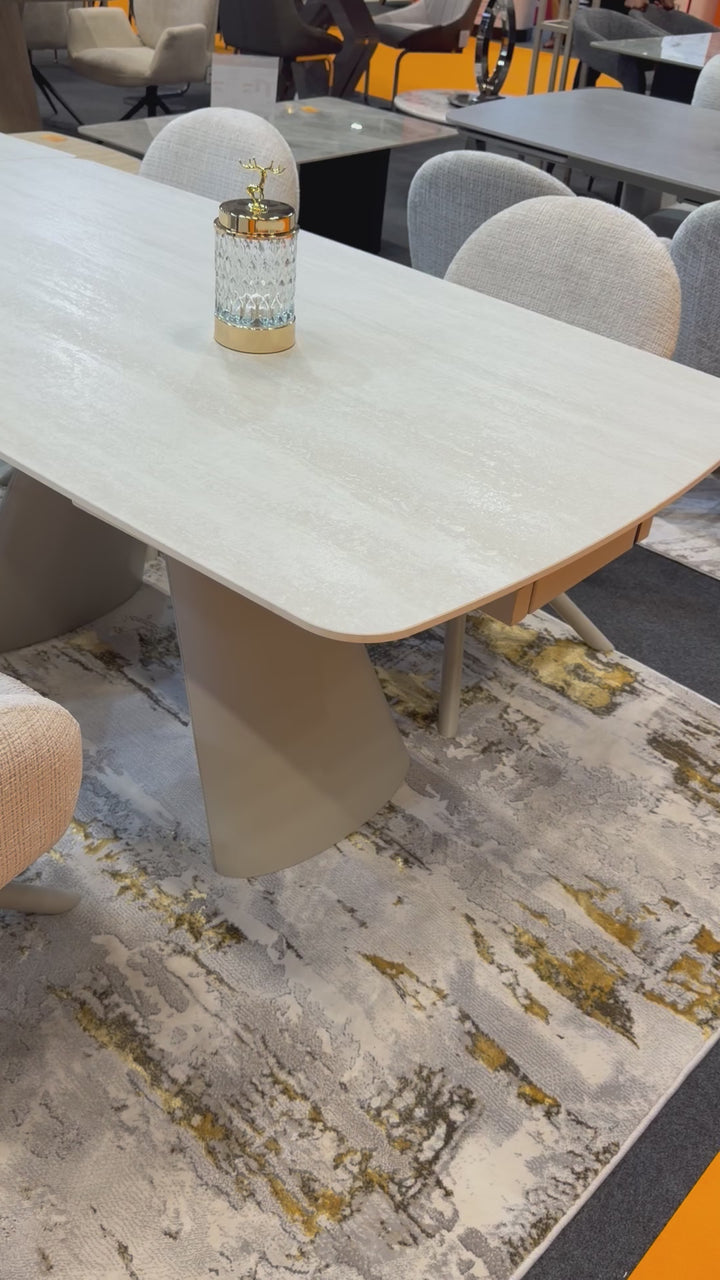 Gstaad Beige Extendable Stone Dining Table 160–240cm
