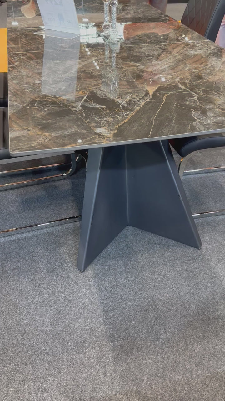 Chicago Extendable Dining Table 180–260cm Ceramic Black Top with Black Legs – Seats 4 to 12