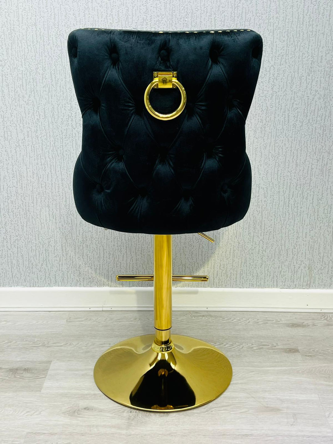 Black and gold bar stool Lion knocker 