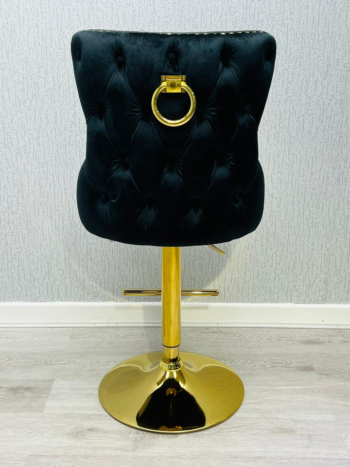 Black and gold bar stool Lion knocker 
