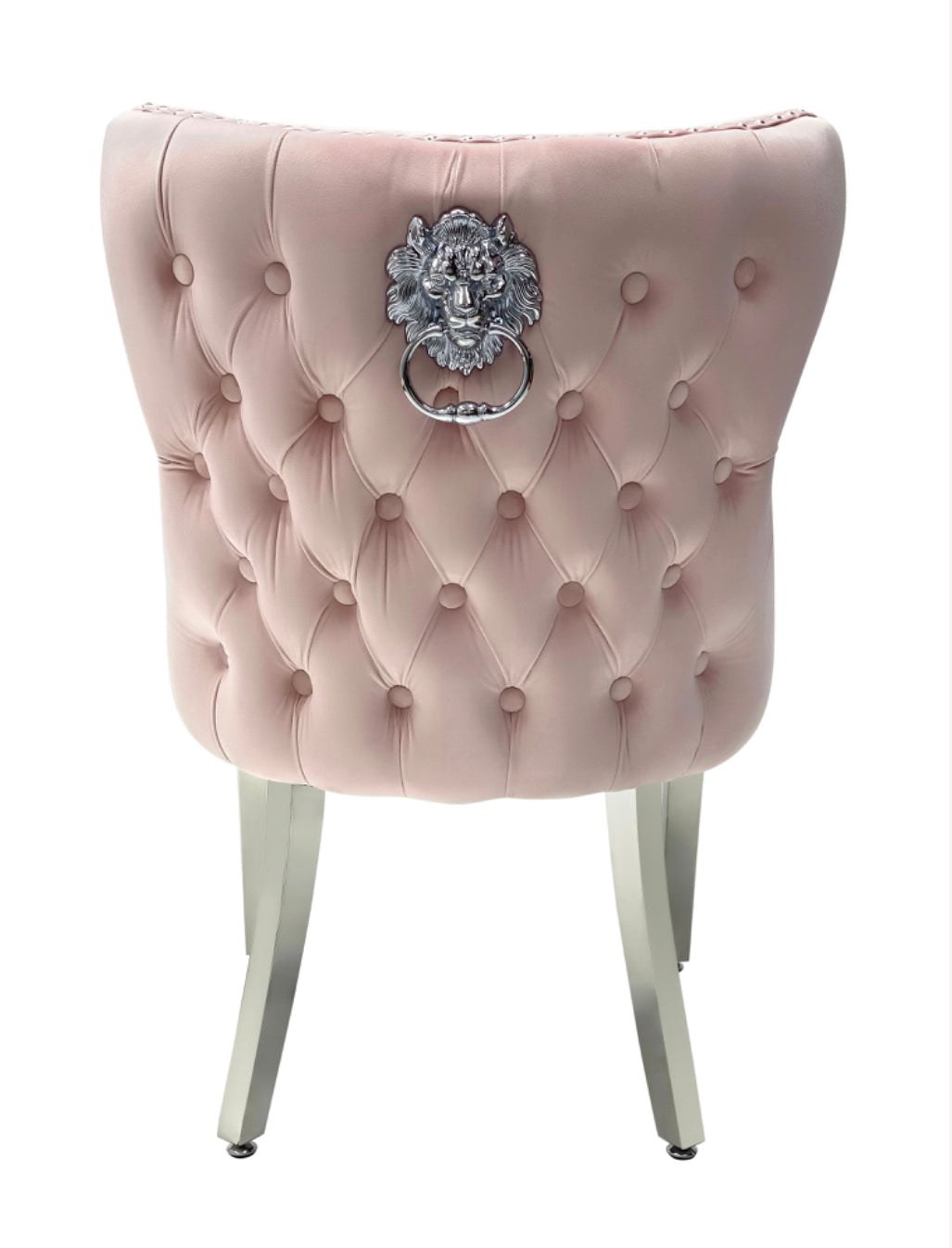 1.3M Louis Marble Round Table + Pink  Valentino lion knocker Chairs