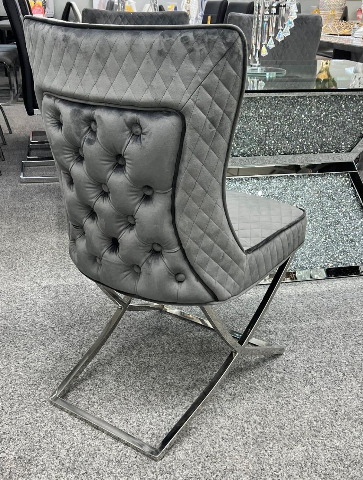 Sandhurst Dark Grey Deep Buttoned Back Chair