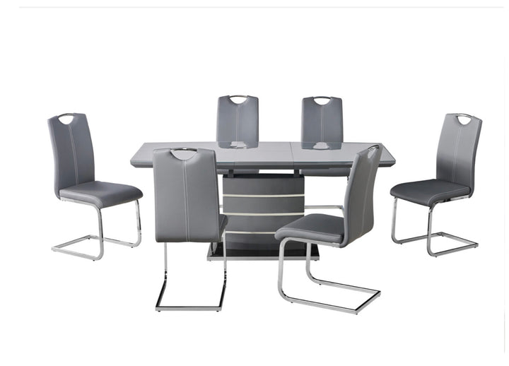 Milan Extendable Dining Table With 4 Leather Chairs