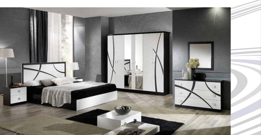 Adrian white & Black Italian Bedroom Set