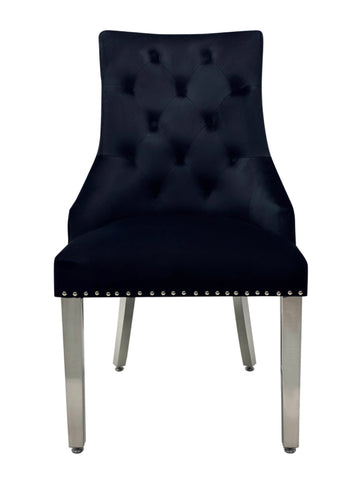 Xavia Light Grey Table With Majestic Dark Grey Lion Knocker Chairs