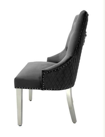 Majestic Dark Grey Lion Knocker Chair