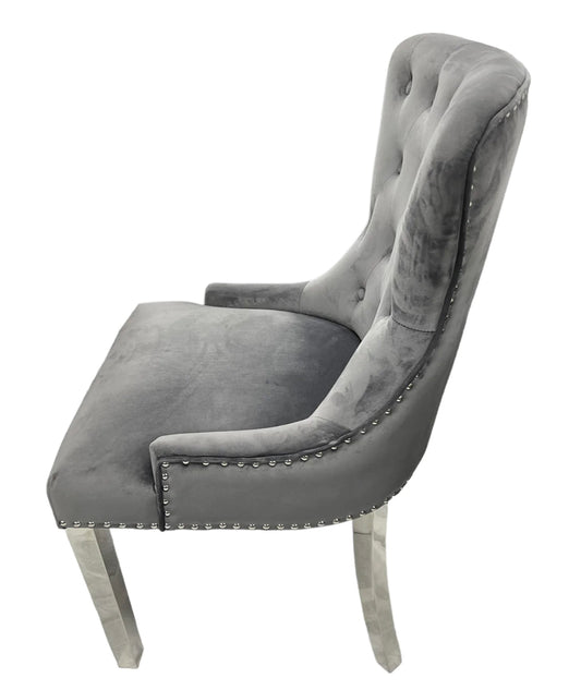 Chelsea Dark Grey Lion Knocker Chair