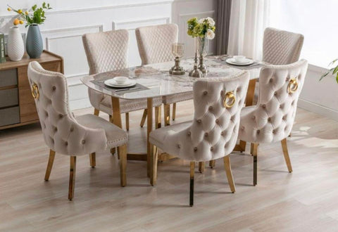 Lucien 1.8 Gold Dining Table with Pandora Gold Sintered Stone Top