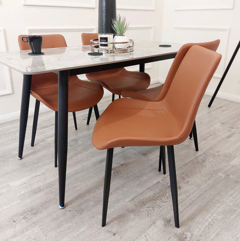 Remus Leather Dining Chair With Black Legs