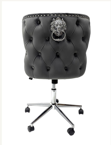 Valentino Dark Grey Lion Knocker Office Chair
