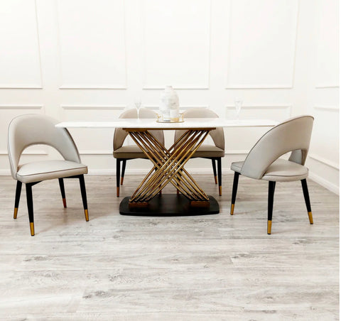 Orion Gold 1.8 Dining Table with Polar White Sintered Stone Top