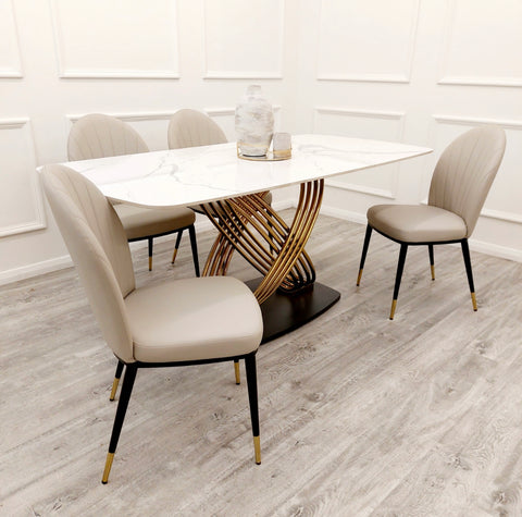 Orion Gold 1.8 Dining Table with Polar White Sintered Stone Top