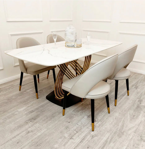 Orion Gold 1.8 Dining Table with Polar White Sintered Stone Top