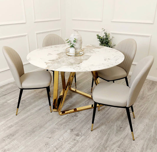 Nero Gold 1.3 Round Dining Table with Sintered Stone Top