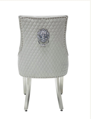 Majestic Light Grey Lion Knocker Chair
