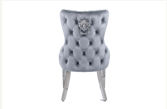 Victoria Dining Chair Dark Grey Lion Knocker