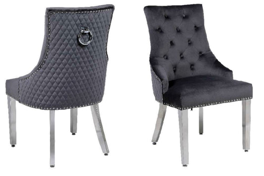 2 x Majestic Dark Grey Ring Knocker Chair
