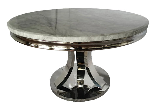 1.3M Round Dining Table Grey Marble