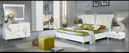 Sofia White & Gold Italian Bedroom Set