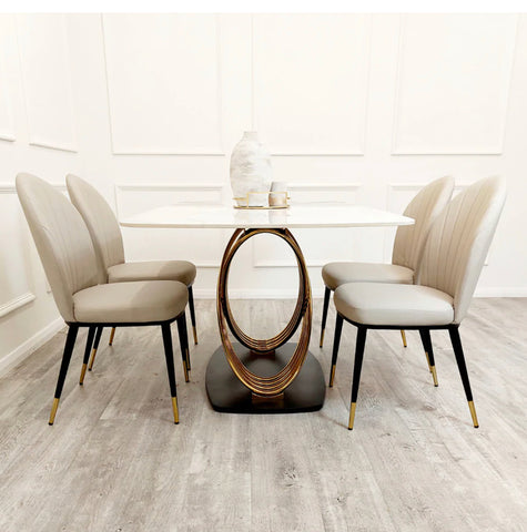 Orion Gold 1.8 Dining Table with Polar White Sintered Stone Top