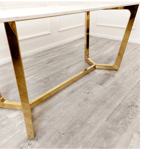 Lucien 1.8 Gold Dining Table with Pandora Gold Sintered Stone Top