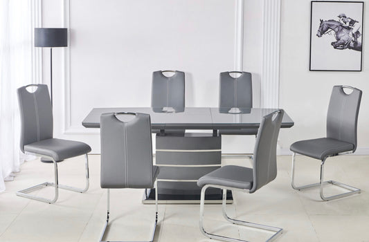 Milan Extendable Dining Table With 4 Leather Chairs