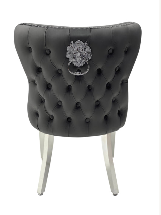 Valentino Dark Grey Lion Knocker Chair
